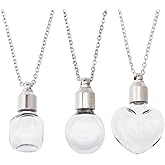 beinkmake 3Pcs Vial Necklace Heart Perfume Bottle Pendant Glass Ashes Holder Cremation Urn Necklace Mini Stainless Steel Pendants Blood Container Memorial Jewelry for Women Men