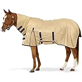 Equiessentials Softmesh Combo Fly Sheet with Belly Band and Attached Neck Cover, Tan/Navy, 72