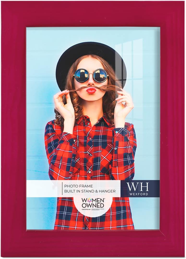 Photo Albums, Frames & Accessories - Renditions Gallery 5x7 inch Picture Frame Cherry Red Wood Grain Frame, High-end Modern Style, Made of Solid Wood and High Definition Glass for Wall and Tabletop Photo Display