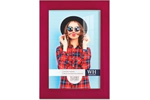Renditions Gallery 5x7 inch Picture Frame Cherry Red Wood Grain Frame, High-end Modern Style, Made of Solid Wood and High Definition Glass for Wall and Tabletop Photo Display