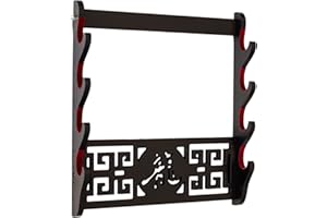 HYLZD Samurai Sword Stand Wall Mount - 4 Tier Martial arts Weapons Holder Fleece Protection Display Stand Katana Wakizashi Tanto Wall Hanger Sword Rack (Longzi Payment)