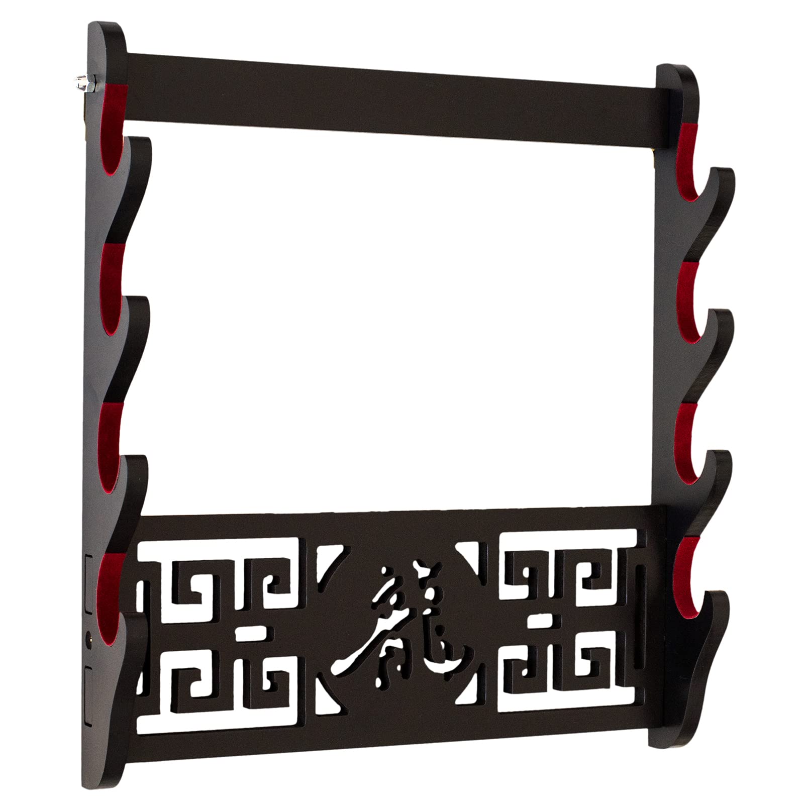 FOXSMZZ Samurai Sword Stand Wall Mount - 4 Tier Martial arts Weapons Holder Fleece Protection Display Stand Katana Wakizashi Tanto Wall Hanger Sword Rack (Dragon)