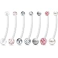 MODRSA Pregnancy Belly Button Rings Long Bar 38mm Sport Maternity Flexible Bioplast Clear Navel Belly Rings Piercing Retainer for Pregnant Women Mix Style