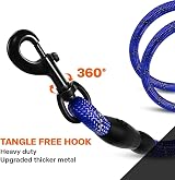 Taglory Rope Dog Lead with Padded Handle 1.0 cm Navy Reflective 1.5 m view 6