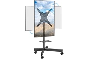 ELIVED Rolling TV Stand for Most 23"-60" TVs, Mobile TV Cart 90° Rotation Landscape to Portrait, Height Adjustable Floor TV Stand with Extendable Base, Max VESA 400x400mm, Up to 77 Lbs, YD2114B
