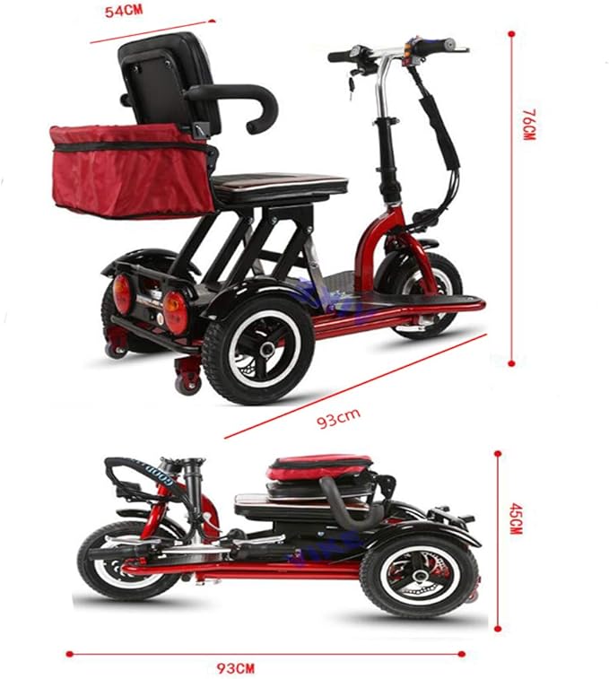 Mini Folding Electric Tricycle, 3Speed Shift Dual Brake Highefficient Motor Strong