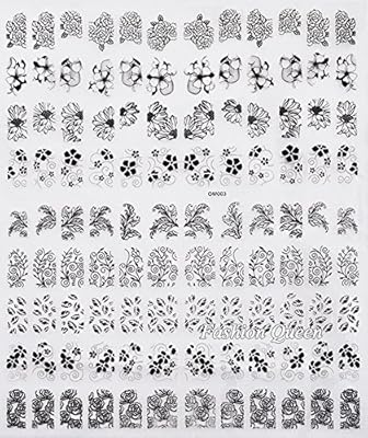New 3D Black Flowers Nail Stickers Decals,108pcs/sheet Top Quality Metallic Mixed Designs Adhesive DIY Nail Art Decoration Tool