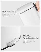 SONGMICS Kitchen Bin 50 L Pedal Soft Close Steel Inner Bucket White LTB101W01 view 8