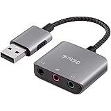 TROND External Sound Card USB Audio Adapter, Durable Aluminum Housing, Flexible Nylon Braided Cable, USB Type A to 3.5mm TRS 