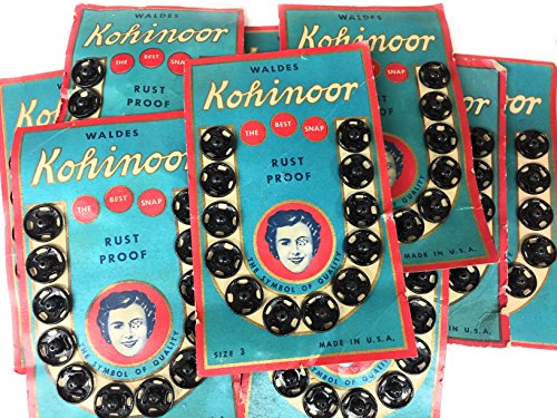 Vintage 144 Strong Snap Fasteners Black #3 Walder Kohinoor 1st Patent Snap