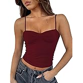 TiulZial Going Out Tops for Women - Sexy Crop Tank Top Double Lined Spaghetti Strap Trendy