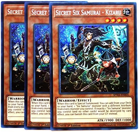 YuGiOh!, Spirit Warriors, 3X Secret Six Samurai - Kizaru SPWA-EN005, Secret Rare