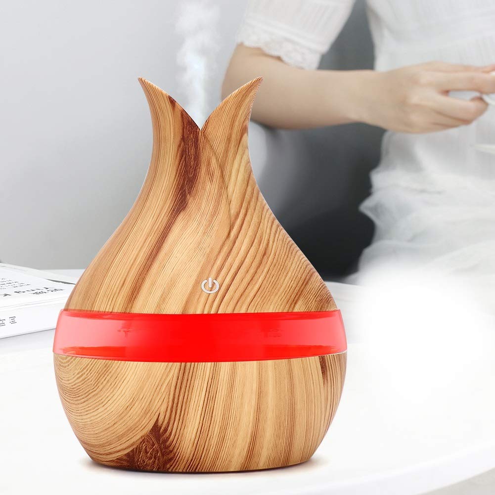 Aromatherapy Diffuser, 300Ml 7 Color Led Night Light Humidifier Light Wooden Grain For Aromatherapy Diffuser Small For Scented Oil Diffusers Office Home Study Yoga Spa