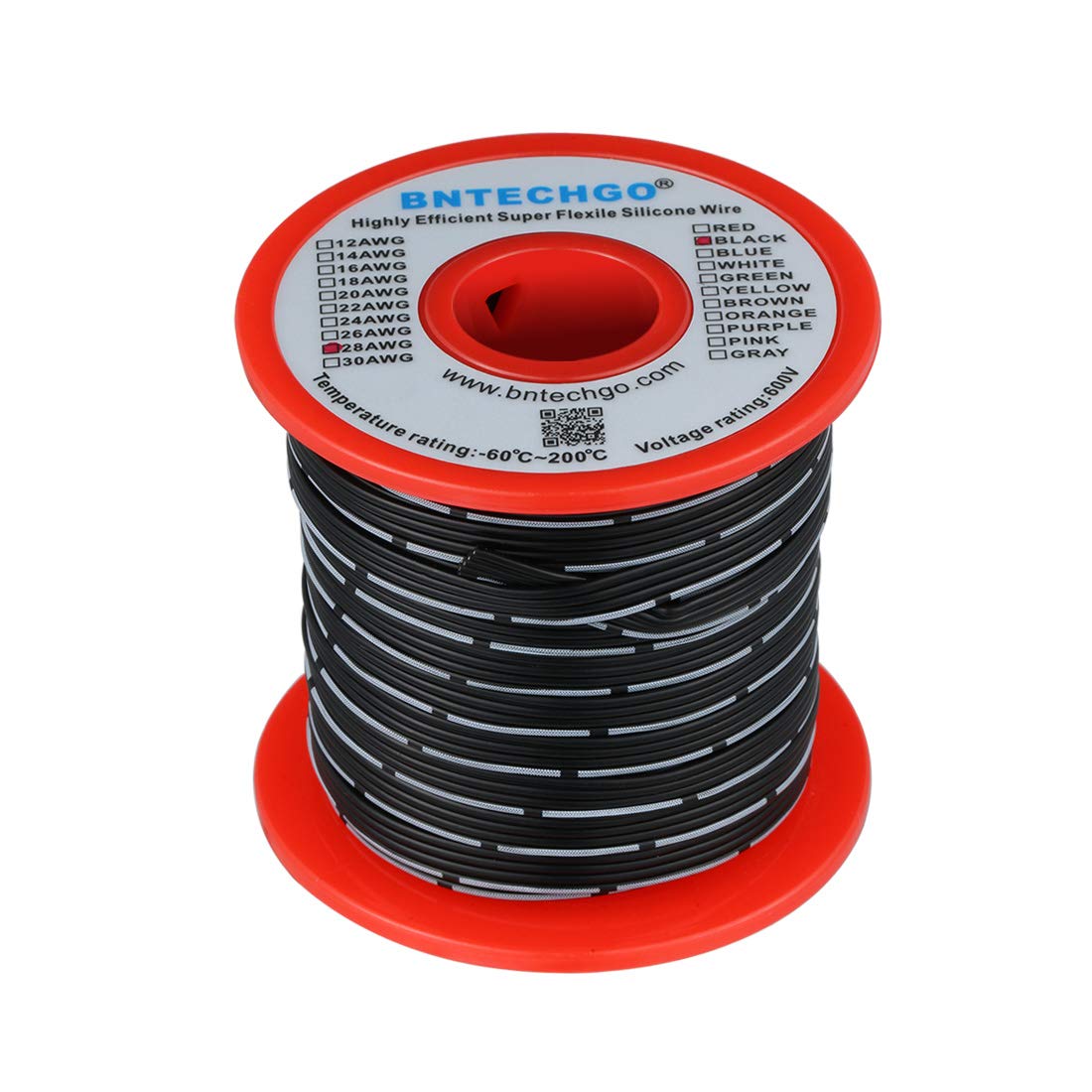 BNTECHGO 28 Gauge Silicone Ribbon Cable Copper Wire 4P Flat Cable 28 AWG Flexible Soft Silicone Rubber Parallel Wire Stranded Tinned Copper Wire 4 Pin Black 50 ft