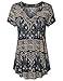Vinmatto Women's Summer Short Sleeve V Neck Flowy Tunic Top(XXL,Multi Deep Blue)