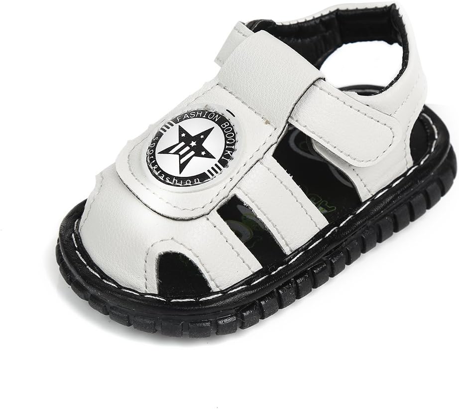 Robasiom Baby Squeaky Shoes Squeaky Sandals Anti-Slip First Walkers for Toddler Boys Girls,Black S