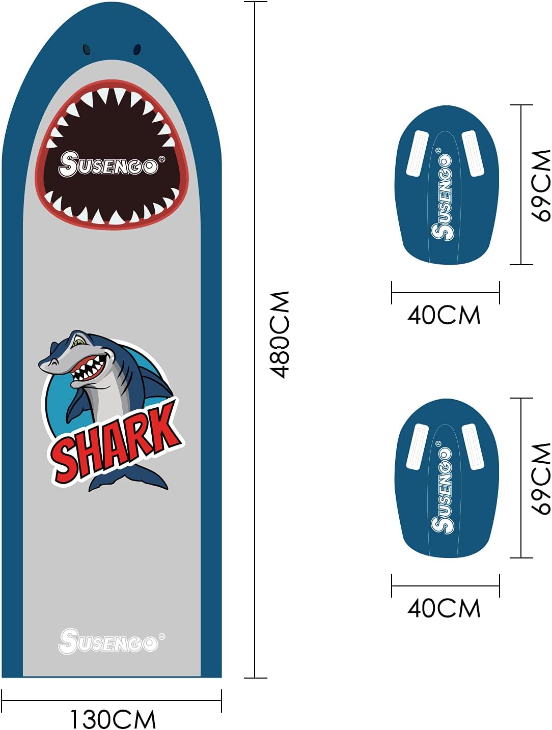 SuSenGo Slip and Slide for Kids - Lawn Water Slides Inflatable Shark Crash Pad and Around Spray Channel for Races Outdoors(15.7ft): Toys & Games
