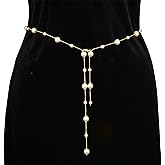 Longita Pearl Heart Chain Belt Gold Chain Belt for Women Fashion Plus Size Silver Waist Chains Metal Layered Waist Belts Chains Trendy Starfish Shell Belly Belts for Women Dress Summer Beach Jewelry