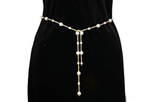 Longita Pearl Heart Chain Belt Gold Chain Belt for Women Fashion Plus Size Silver Waist Chains Metal Layered Waist Belts Chains Trendy Starfish Shell Belly Belts for Women Dress Summer Beach Jewelry
