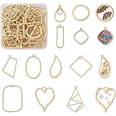 Bestewelry Alloy Geometric Open Back Bezel Frame Big Pendants Bezel Blank Trays Open Back Frame Pendants for DIY Crafts Resin Jewelry Making