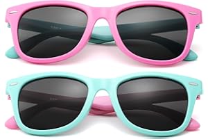 COASION Kids Sunglasses Age 4-12, Girls Boys Polarized TPEE Rubber Flexible Shades Glasses for Big Kids