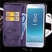 Galaxy J7 2018,J7 Star,J7 Refine,J7 Aero,J7 Aura,J7 Top Case,[Flower Embossed] Leather Wallet Flip Folio Protective Case Cover with Card Holder and Stand for Samsung Galaxy J7 2018 SM-J737 (Purple)