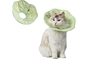 TOUCHDOG Adjustable Soft Cat Cone Collar - Waterproof Recovery Collar for Cats After Surgery, Lightweight Elizabethan Collar for Kittens, Small to Large (Green, M)