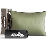 Ivellow Memory Foam Travel Pillow Compressible Camping Pillow for Sleeping Shredded Memory Foam Pillow Compact Firm Supportive Travel Pillow for Adults Kids Outdoor Hiking Essential Gear Green-S