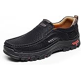 ZPLMIDE Men's Handcrafted Leather Waterproof Non-Slip Orthopaedic Ankle Boots, Handmade Leather Driving Boots, Arch Support Walking Working Sneakers with Grip Shoes