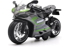 CYYSFIVQZ Toy Motorcycle-Pull Back Motorcycle Toy with Sounds and Lights,1:12 Scale Motorcycle Model Toy for Kids, Pull Back Vehicle for Boys Kids Age 3+ Year Old Supplies (Silver Gray)