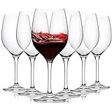 FAWLES Crystal Red Wine Glasses Set of 6, 17 Ounce Thin Rim Classic Rounded Bowl Stemmed All-purpose Wine Glass Set, Housewar