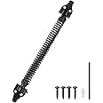 SANKINS 14" Gate Spring Self Closing Heavy Duty Outdoor Door Spring Automatic Metal Gate Closure Hardware with Adjustable Tool for Wooden and Vinyl Fence, Black