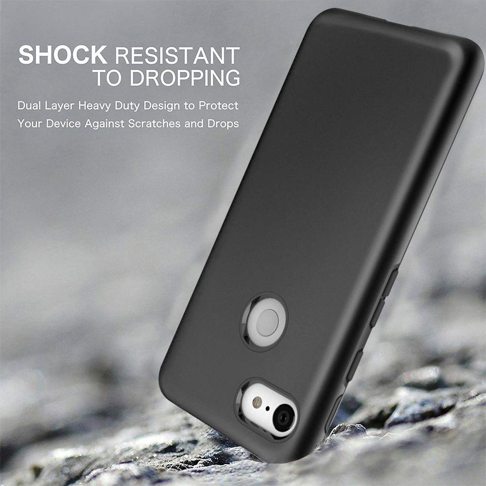 Google Pixel 3 XL Case, Androgate Hybrid Matte Shock Absorption Protective Back Cover Bumper Case for Google Pixel XL3, Black