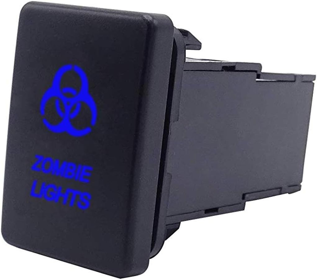 WeiSen Push Button with Zombie Lights Symbol Blue Backlight ON-Off Switch with Connector Wire Kit Compatible with Toyota Tacoma Tundra 4Runner etc
