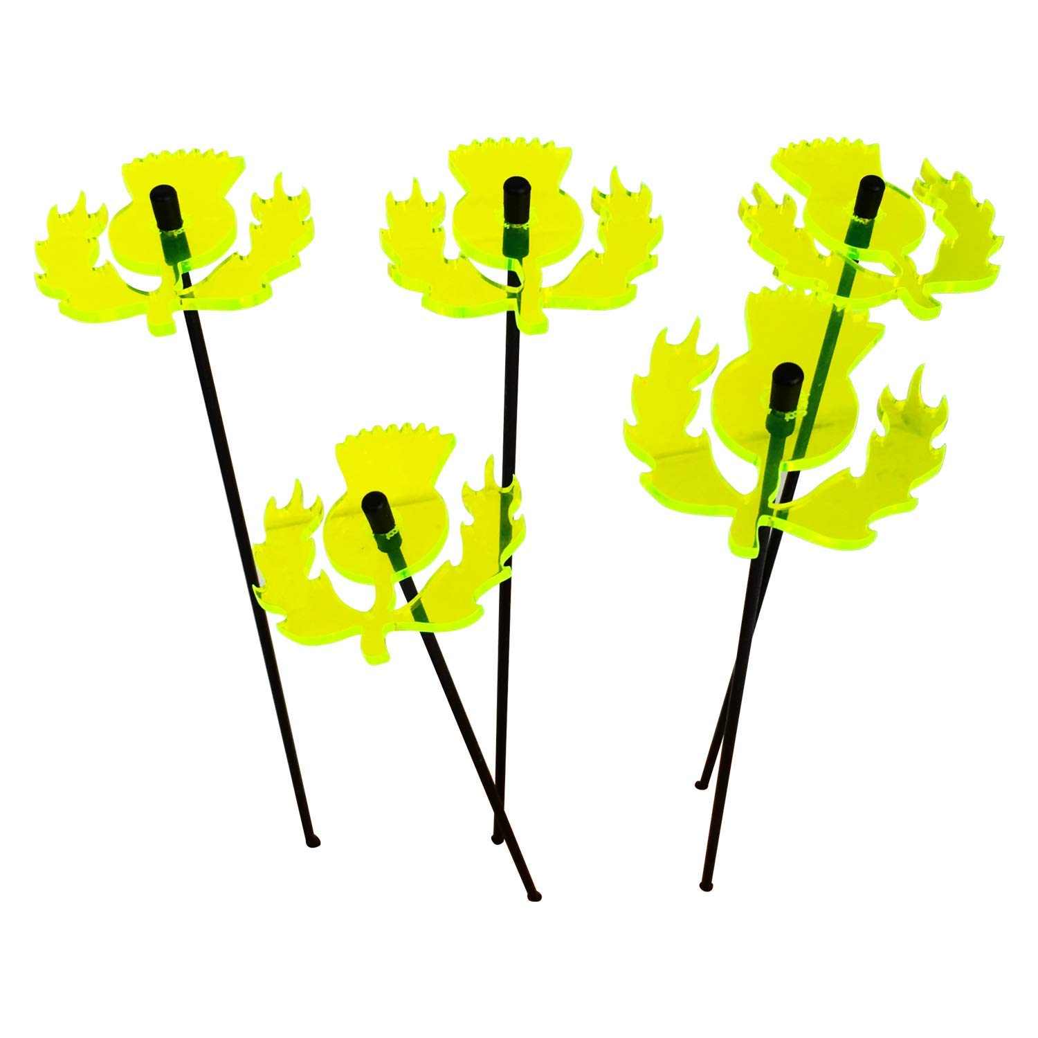 Sun Catcher Garden Decor Ornaments Scottish Thistles 5 Decorative Garden Stakes 25cm/10'' high Outdoor Yard Accessory Great Gardeners Gift, Colour:Green
