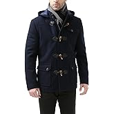 BGSD Men Nathan Wool Blend Single Breasted Walking Short Toggle Duffle Coat with Hood
