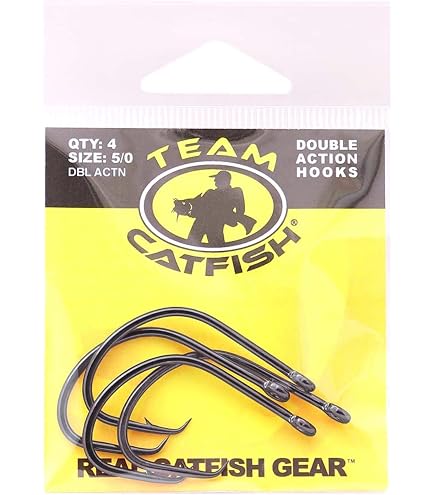 TEAM CATFISH Double Action Circle Hooks with Wide Gap & Sharp Point, Black