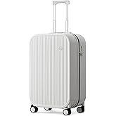 mixi 20 Inch Carry On Luggage PC Hardside Suitcases with Wheels & TSA for Travel Woman Men, Smoke White