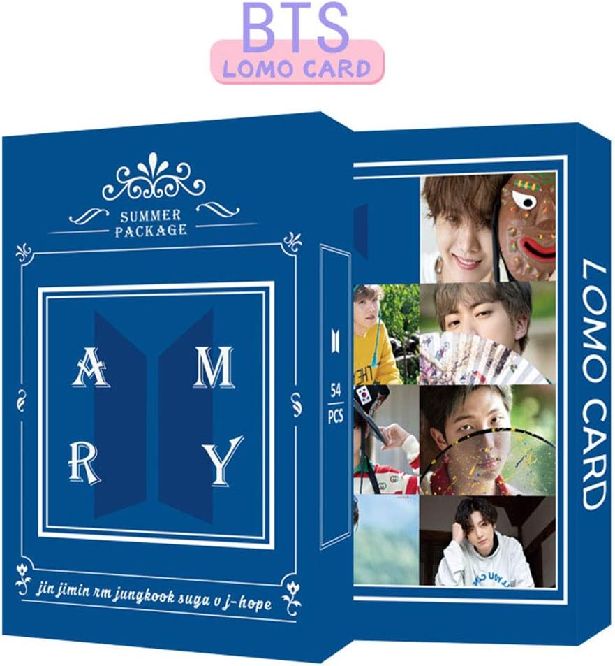 BTS Lomo Card 54Pcs Member V JIN SUGA RM J-HOPE JIMIN JUNG KOOK Photo Postcard Box (Blue back)