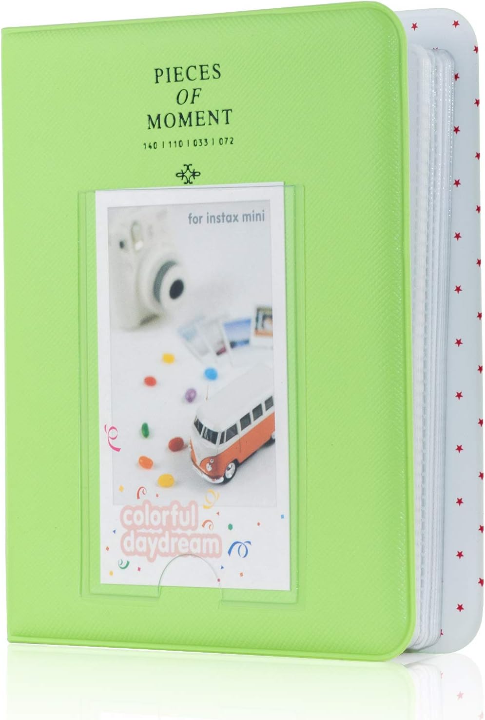 Amimy 64 Pockets Photo Album for Fujifilm Instax Mini 7s 8 8+ 9 25 50s 70 90, Polaroid Snap PIC-300, HP Sprocket, Kodak Mini 3-Inch Film with Colorful Stickers (Lime Green)