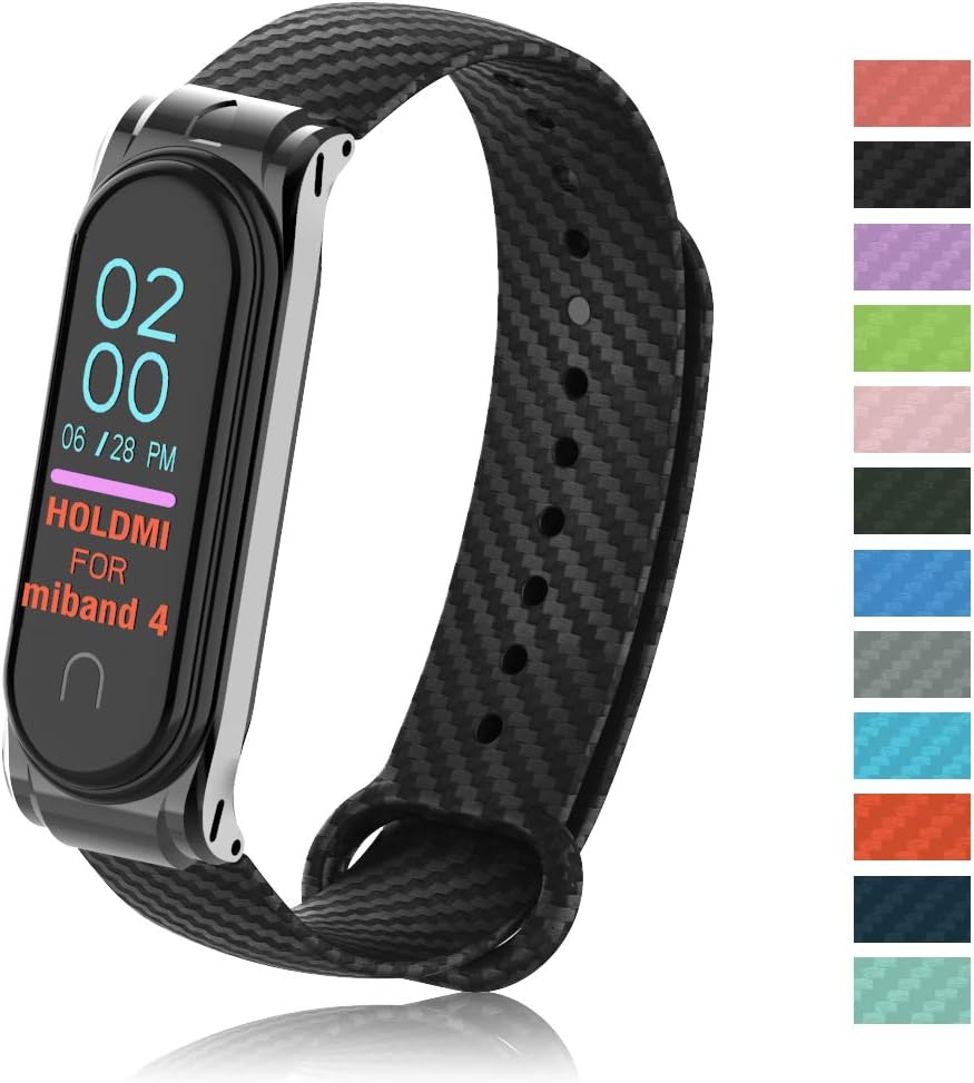 PULILANG MI Strap Replacement Bands for Xiaomi MI Band 4 Adjustable Smartwatch Wristband xiaomi Strap Carbon Fiber TPU