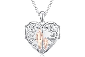 PROESS Father/Mother Daughter Locket Necklace S925 Sterling Silver Oxidized/Abalone Shell Daughter Gifts from Dad Mom I Love You Forever Daughter Locket Jewelry Gift