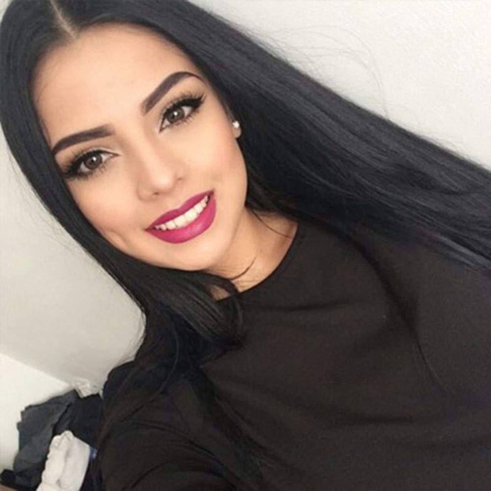 ZiQE 26" Long Straight Wigs for Women Heat Resistant Straight Wig for Cosplay Party Wedding Daily (Black)
