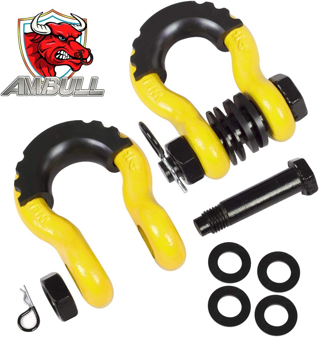 AMBULL Shackles 3/4 Inch D Ring Shackle (2 Pack) 41,850lb