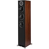 ELAC Debut Reference Floor Standing Speaker, Walnut or Oak Single Tower Speakers for Home Theater, Black Baffle with Walnut Sides