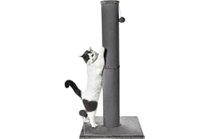 Cat Craft Bobcat Cat Scratching Post for Indoor Cats, Tall Cat Scratch Post, Carpet Cat Scratching Post with Replaceable Toys, Sturdy Base, Large, Gray