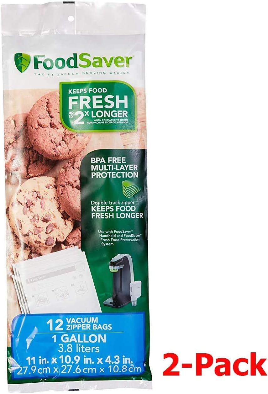FoodSaver FSFRBZ0316000 1Gallon Vacuum Zipper Bags, 12 Count, Multi 2
