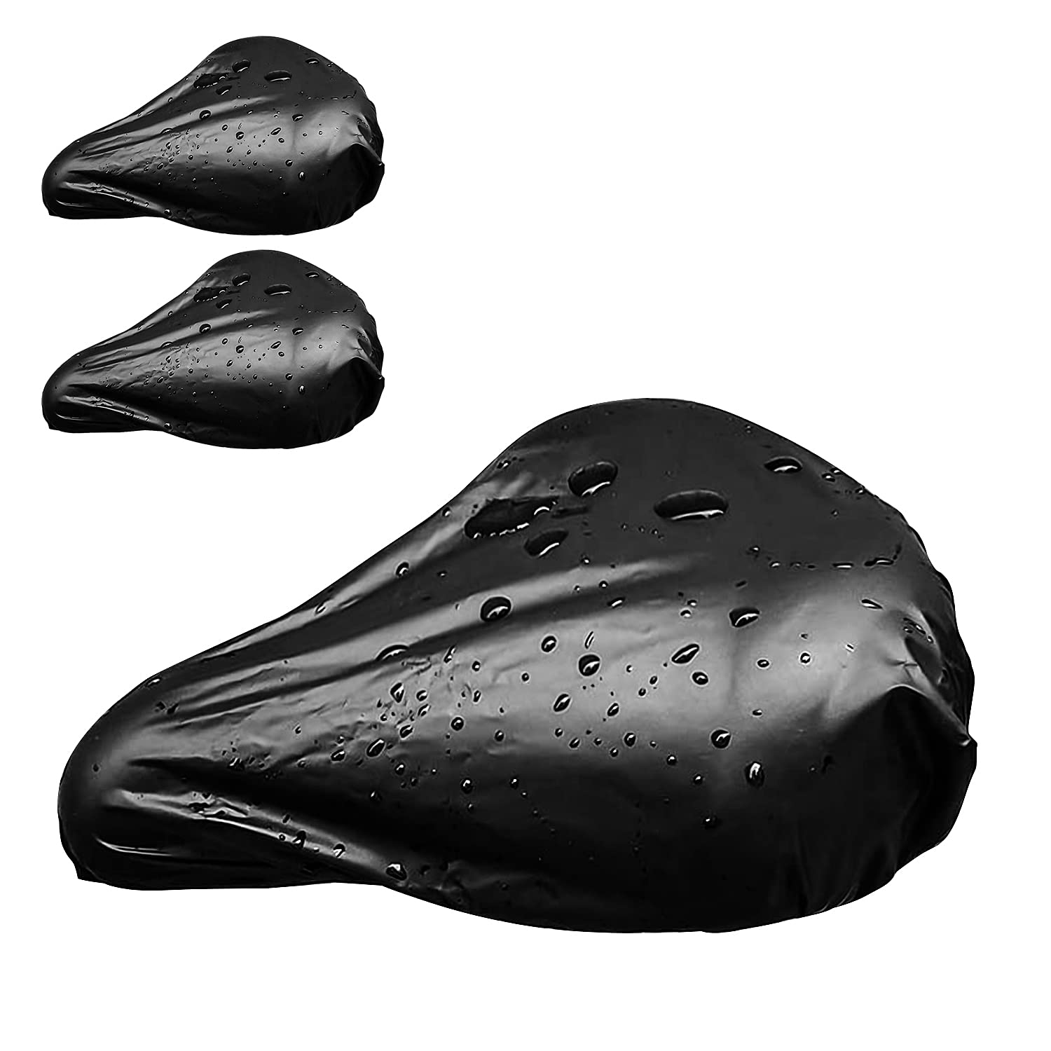 YHT 3 Pack Waterproof Bike Seat Rain Cover, Water and Dust Resistant Bike Saddle Cover with Elastic, Water Proof and Dust Proof, for Journey and Travel, Black.