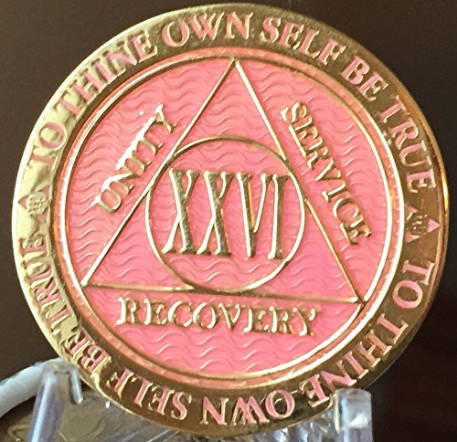 Recoverychip 26 Year AA Medallion Reflex Pink Gold Plated Chip