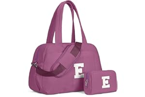 Vogewood Duffle Bag with Initial, Spend The Night Bags for Women，Overnight Bag with Wet Pocket，Birthday Gift-Lightweight Travel Bags Personalized Gym Tote with Makeup Pouch